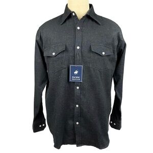 Pacific Polo Club Men's Gray Long Sleeves Button Down Shirt NWT Size Lar…‎